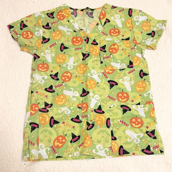 Halloween Scrub Top - Picture 1 of 5